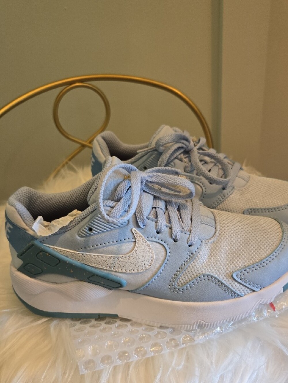 Nike Kids Light Blue and White Sneakers - Picture 2 of 10